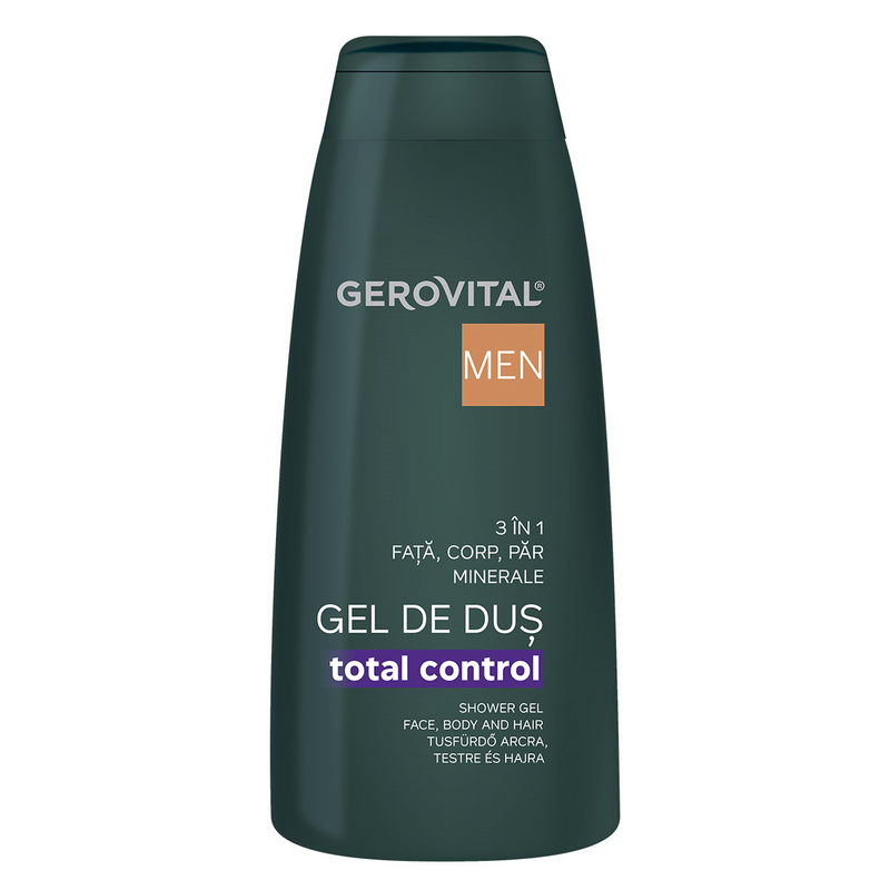 Gerovital men gel de dus total control 3 in 1, 400 ml