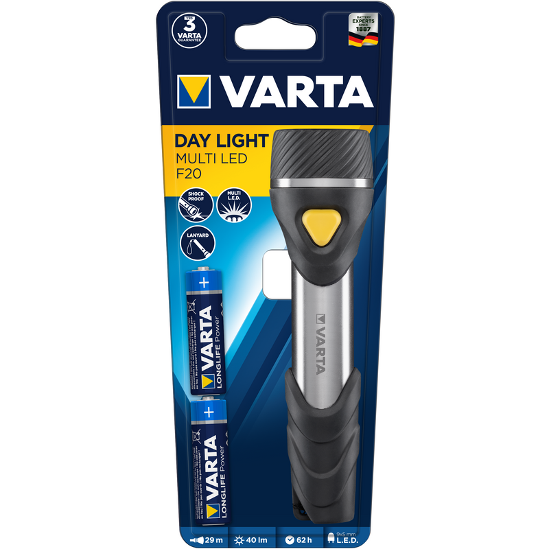 Lanterna LED Varta Day Light Multi LED F20, 40 lm, 2xAA