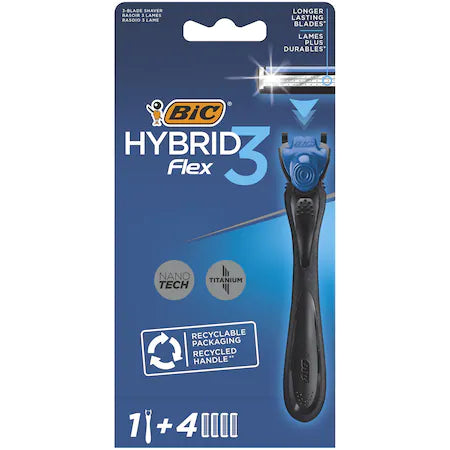 Aparat de Ras Hybrid pentru barbati BIC Flex 3, 3 lame, 4 bucati