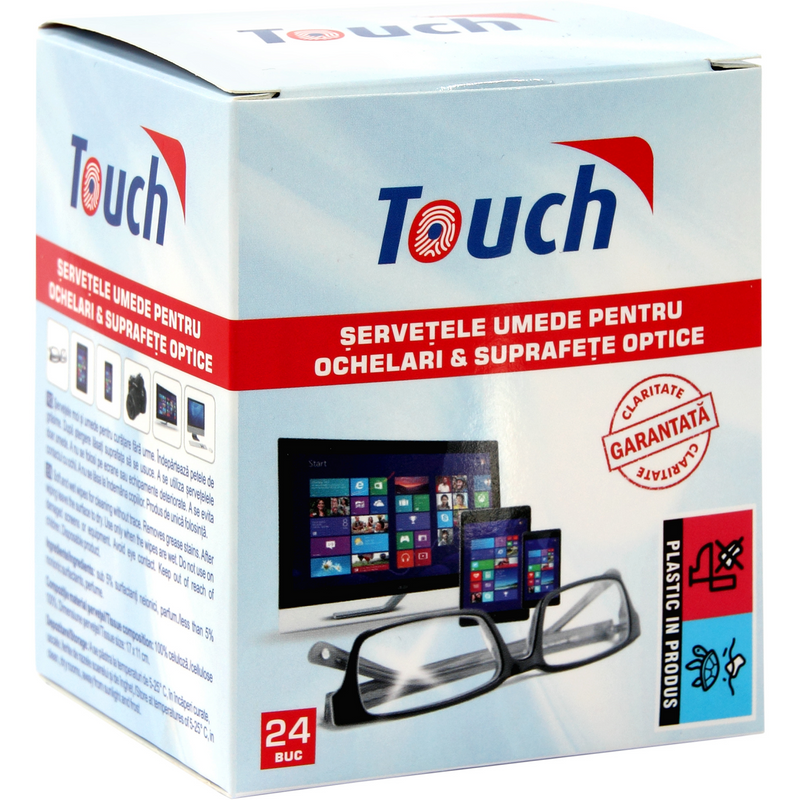 Touch servetele umede pentru ochelari&suprafete optice, 24 bucati