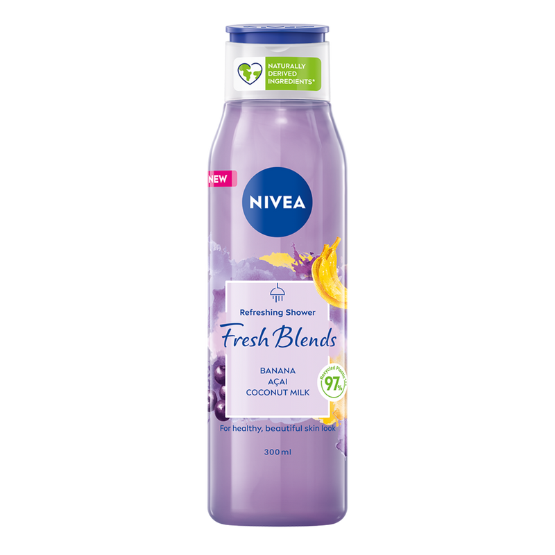 NIVEA gel de dus Fresh Blends cu banane, acai si lapte de cocos, 300 ml