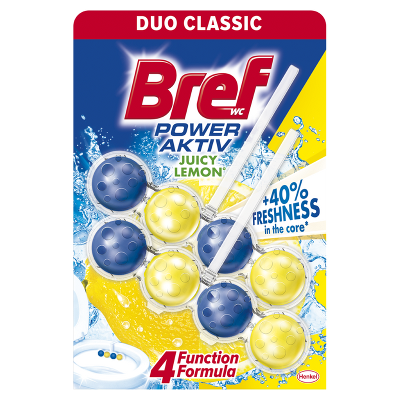 Odorizant toaleta Bref Power Aktiv Lemon, 2X50 g